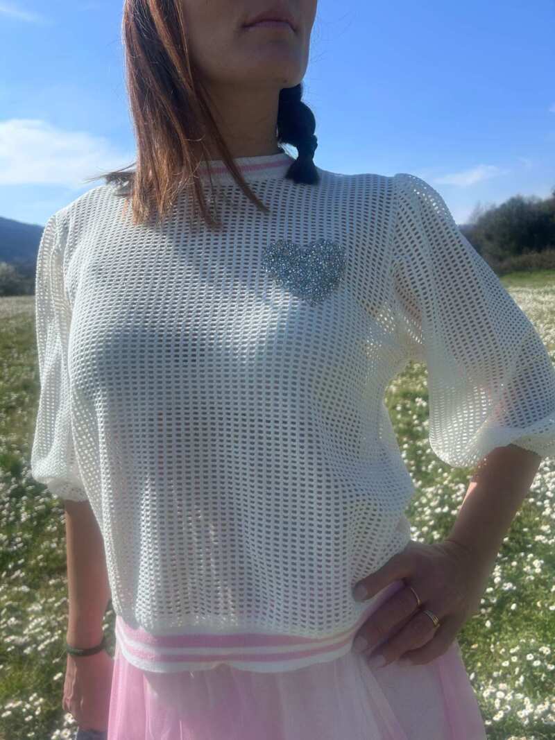 Maglia rete con riga color