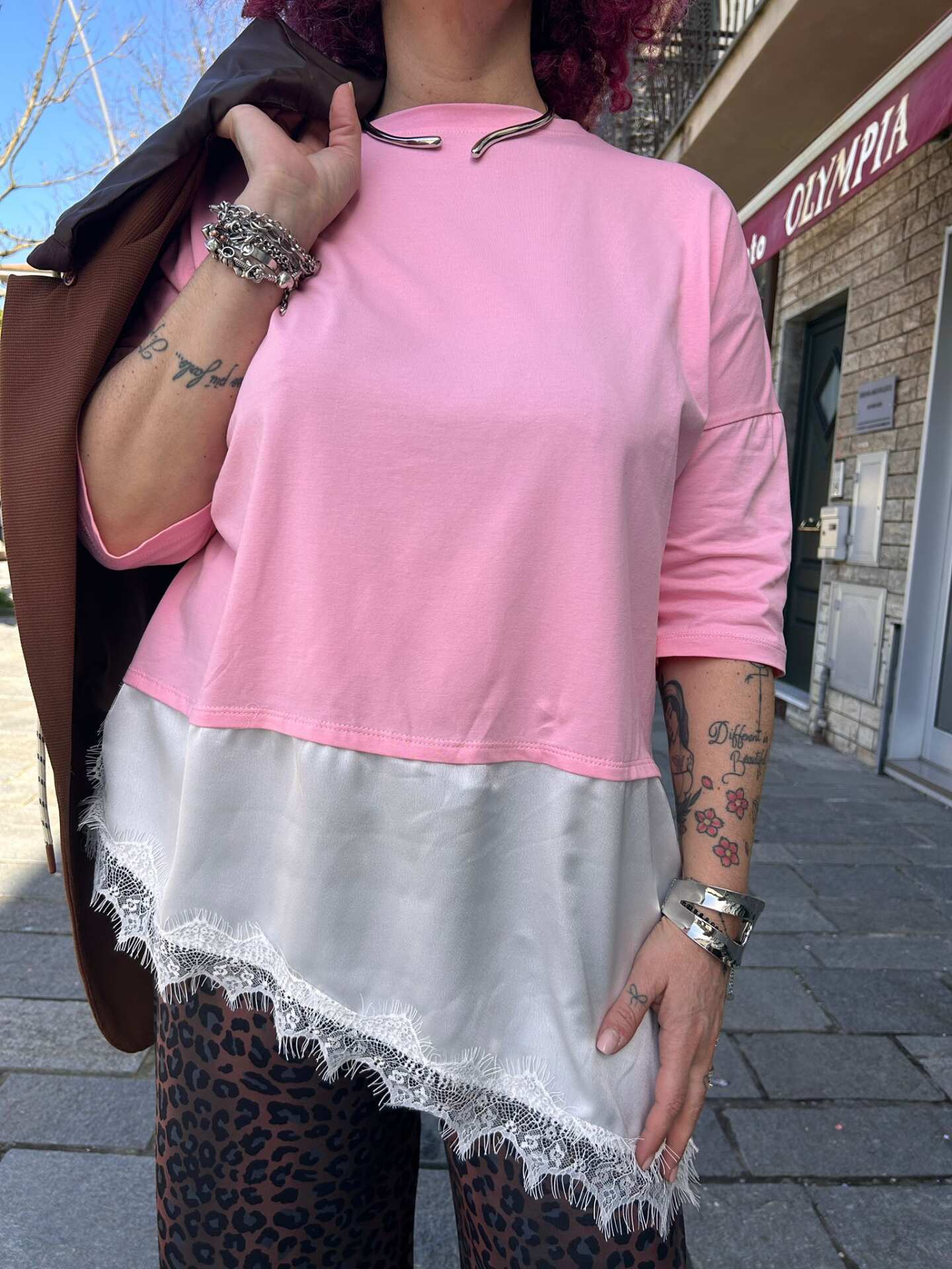 T-shirt raso pizzo